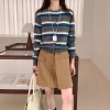 Retro striped long-sleeved knitted sweater for women in autumn 2025, a new Korean-style design with a versatile round neck casual top Application Scenario
